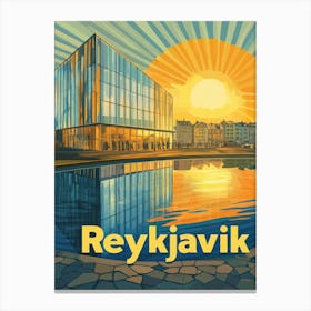 Aihrgdesign A Mid Century Modern Travel Poster For Reykjavik 6 Canvas Print