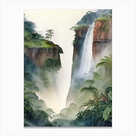 Gocta Cataracts, Peru Water Colour  (2) Canvas Print