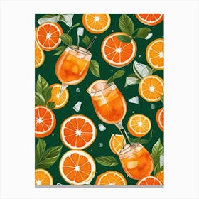 Aperol Spritz Pattern Cocktail Oranges Kitchen Art Art Print (14) Canvas Print