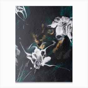Green Gold And White Flowers Painting 3 Canvas Print