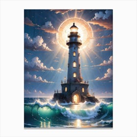 A Lighthouse In The Middle Of The Ocean 45 Canvas Print