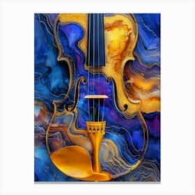 Violin On A Blue Background music art Canvas Print