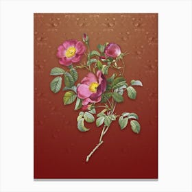 Vintage Rose of Love Bloom Botanical on Falu Red Pattern Canvas Print