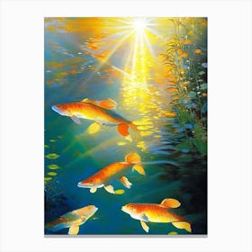 Yamabuki 1, Koi Fish Monet Style Classic Painting Canvas Print