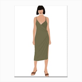 Woman In Green Dress Canvas Print