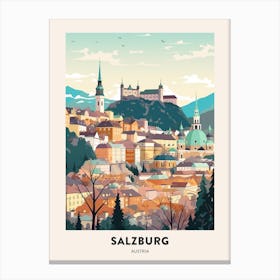 Vintage Winter Travel Poster Salzburg Austria 1 Canvas Print