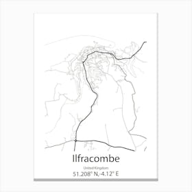 Ilfracombe,United Kingdom Minimalist Map Canvas Print