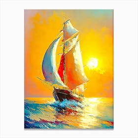 Sailboat At Sunset 7 Canvas Print