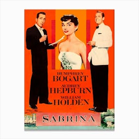 Humphrey Bogart, Audrey Hepburn, Sabrina, Vintage Movie Poster, 1954 Canvas Print