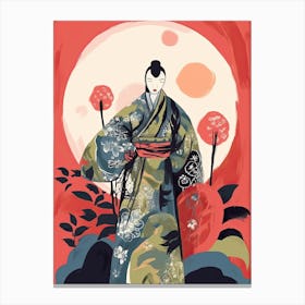 Samurai Illustration Floral 4 Canvas Print