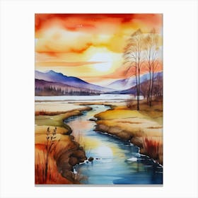 Watercolor Of A River 5 Canvas Print