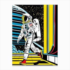 Astronaut Walking Next To Space Station Comic 1 Canvas Print