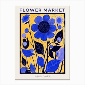 Blue Flower Market Poster Sunflower Market Poster 4 Canvas Print