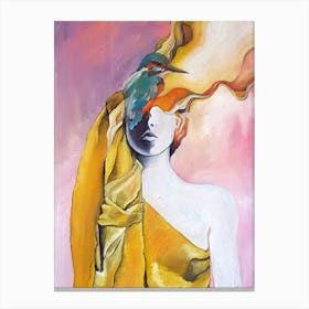 Woman With A Bird Canvas Print