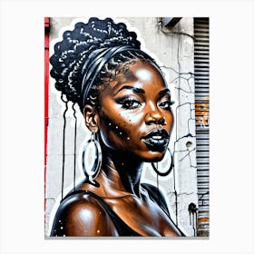 Graffiti Mural Of Beautiful Black Woman 318 Canvas Print