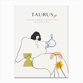 Taurus Zodiac Sign One Line Canvas Print
