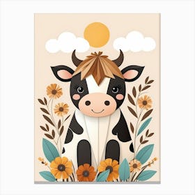 Floral Cute Baby Cow Nursery (23) Canvas Print