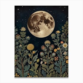 Moon In The Garden Style William Morris 1 Art Print 2 Canvas Print