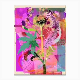 Queen Anne S Lace 1 Neon Flower Collage Canvas Print