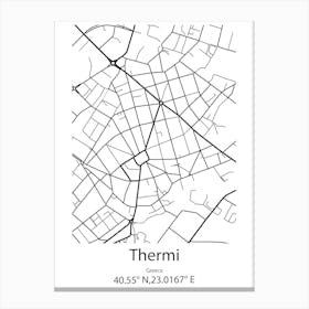 Thermi,Greece Minimalist Map Canvas Print