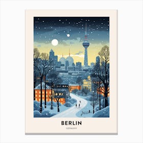 Winter Night  Travel Poster Berlin Germany 2 Canvas Print