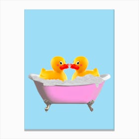 Two Ducks In A Bathtub Bathroom Canvas Print