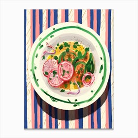 A Plate Of Greek Salad, Top View Food Illustration 1 Canvas Print