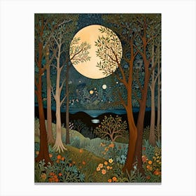 William Morris Full Moon In The Forest 4 Canvas Print