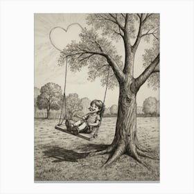 Child On A Swing Canvas Print