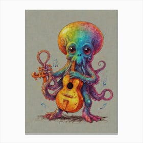 Octopus Playing Guitar Canvas Print