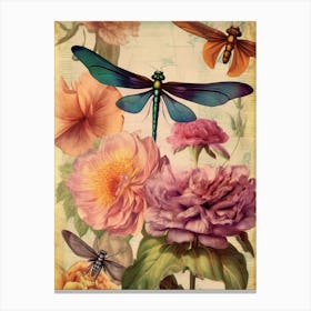 Dragonfly Vintage Pastel 3 Canvas Print