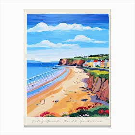 Poster Of Filey Beach, North Yorkshire, Matisse And Rousseau Style 3 Canvas Print