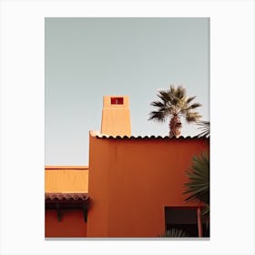 Orange House With Palms Retro Summer Photography 2 Canvas Print