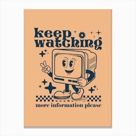 Retro Wall Art Vintage Decor Retro Cartoon Art Vintage Wall Art TV Keep Watching Information Trendy Retro Poster Canvas Print