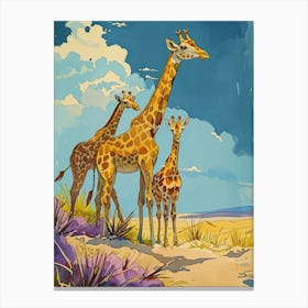 Pastel Giraffe Watercolour Style Illustration Canvas Print
