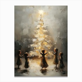 Children In The Christmas Tree Canvas Print