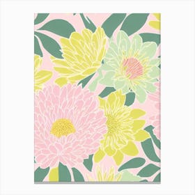 Proteas Pastel Floral 2 Flower Canvas Print