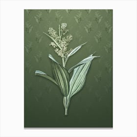 Vintage False Helleborine Botanical on Lunar Green Pattern n.2370 Canvas Print