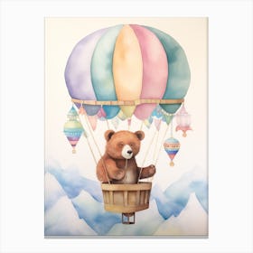 Baby Bear 5 In A Hot Air Balloon Canvas Print