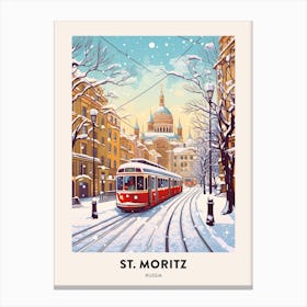 Vintage Winter Travel Poster St Petersburg Russia 1 Canvas Print
