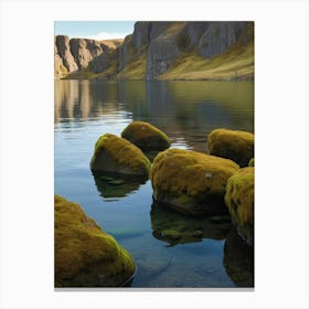 Moss Covered Rocks In Iceland Canvas Print