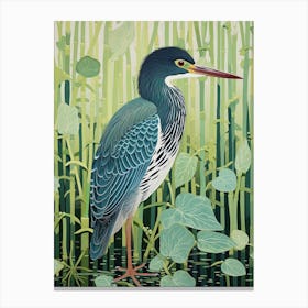 Ohara Koson Inspired Bird Painting Green Heron 1 Canvas Print