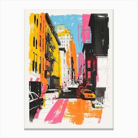 Chelsea New York Colourful Silkscreen Illustration 3 Canvas Print