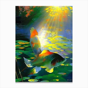 Matsuba Koi 1, Fish Monet Style Classic Painting Canvas Print