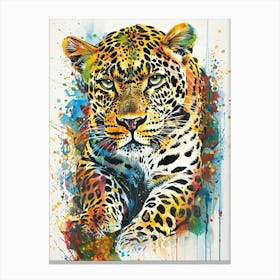 Leopard Colourful Watercolour 4 Canvas Print