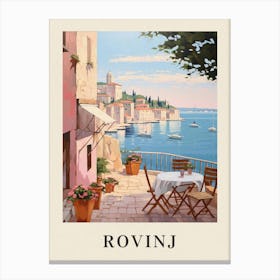 Rovinj Croatia 1 Vintage Pink Travel Illustration Poster Canvas Print