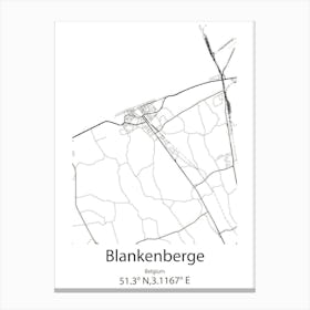 Blankenberge,Belgium Minimalist Map Canvas Print