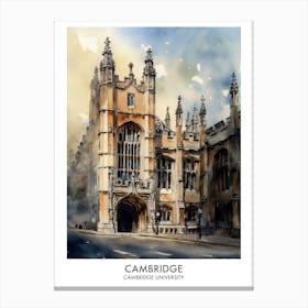 Cambridge University 8 Watercolor Travel Poster Canvas Print