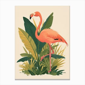 Chilean Flamingo Heliconia Minimalist Illustration 3 Canvas Print