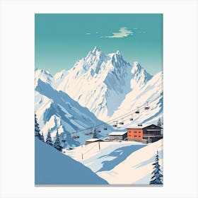 Verbier   Switzerland, Ski Resort Illustration 0 Simple Style Canvas Print